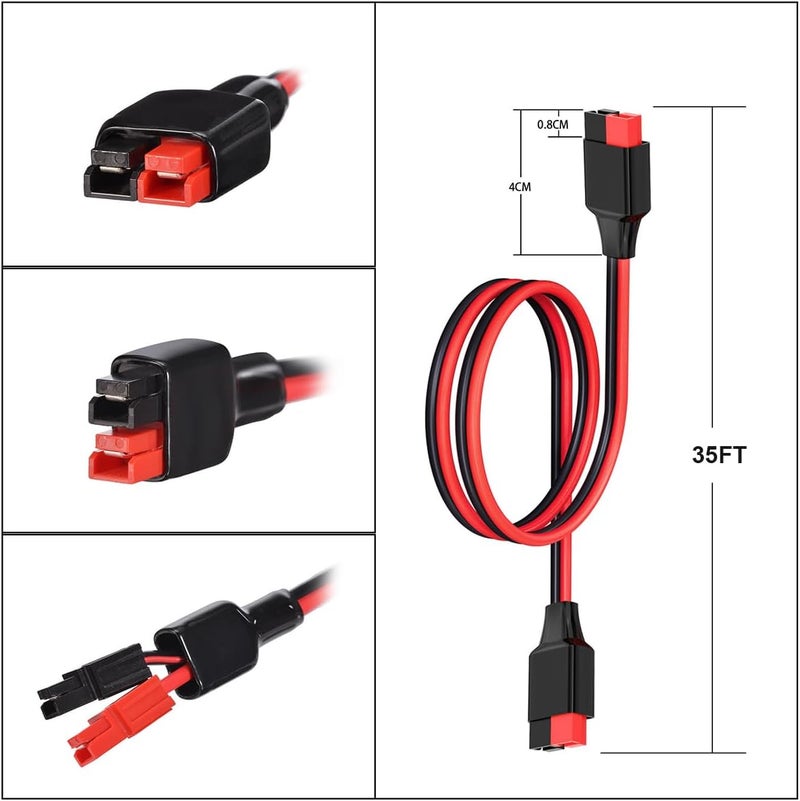 ELFCULB 10AWG 35FT Anderson Extension Cable 2 6 10 20 35 50FT Solar Extension Cable Anderson Connector for Portable Power Station Solar Generator Solar Panel (35FT) - Image 5